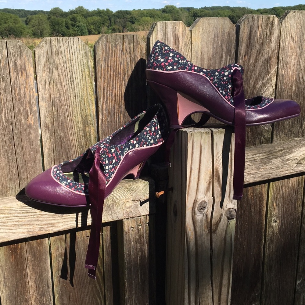 Poetic License retro purple/floral ribbon ties- 8